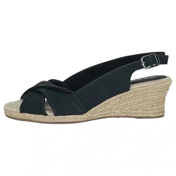 Easy Street Maureen Womens Super Flex Zone Black Wedge Dress Sandals Size 11M - Picture 2 of 15